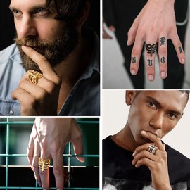 PROSTEEL Men's Leviathan Cross Statement Ring Black Size 62 Satan Double Cross Shape Finger Ring Biker Motorcyclist Fashion Jewellery Accessory, Non-precious metal, No Gemstone