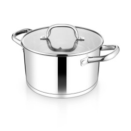 TeamFar 5 QT Stock Pot Tri-Ply Bottom Stainless Steel Stockpot Cooking Soup Pasta Pot w