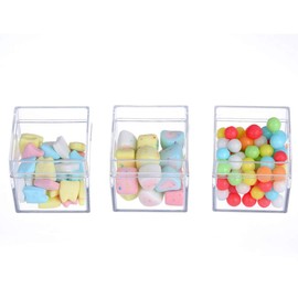 EINCORN Plastic Transparent Box Square Candy Box Acrylic 5 Sided Jewelry Display Storage Box for Case Square Cube Props Box, Clear