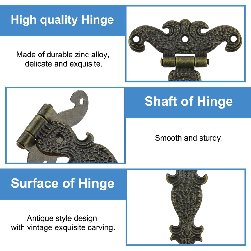 INCREWAY Antique Folding T-Hinges,12PCS Bronze Decorative Hinges Retro Carved Hardware