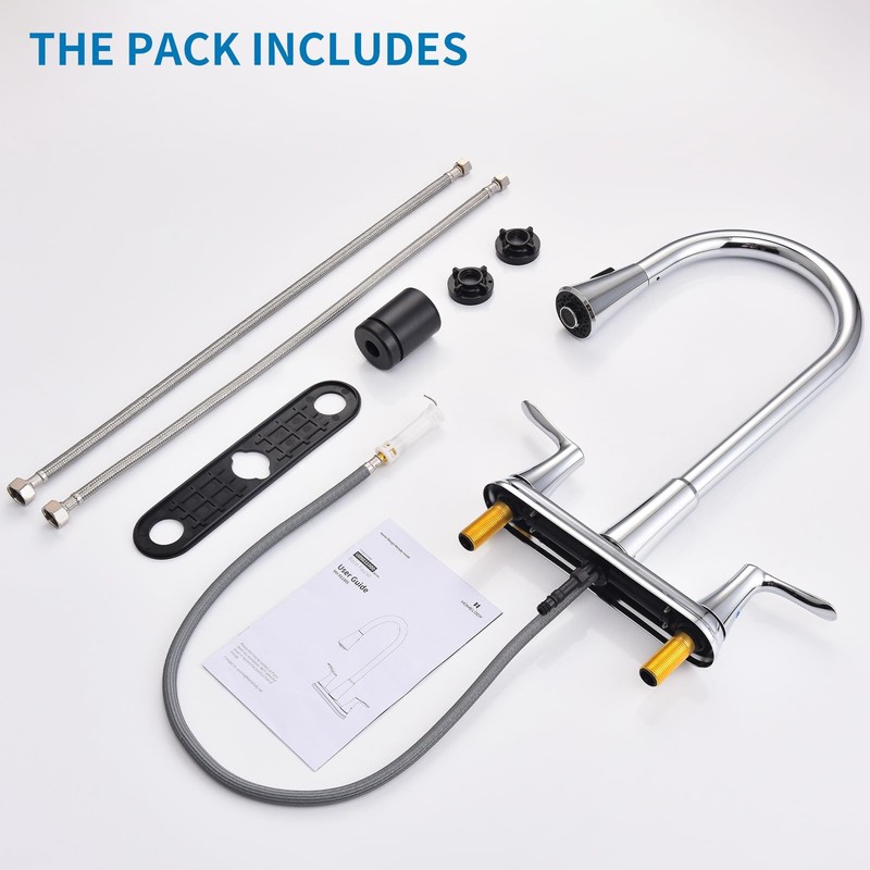 HOMELODY 2 Handles Kitchen Faucet with Pull Down Sprayer for