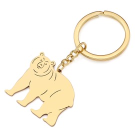 BAMAY Cute Polar Bear Keychain Stainless Steel Wild Animals Jewelry Bear Gifts for Women Girls Wallet Car Keychain, gold-plated