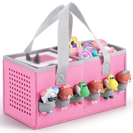 Portable Carrying Case Compatible with Toniebox Starter Set and Tonies Figurines,Travel Felt Cloth Musical Toy Folding Bag for Toniebox Accessories (Pink)