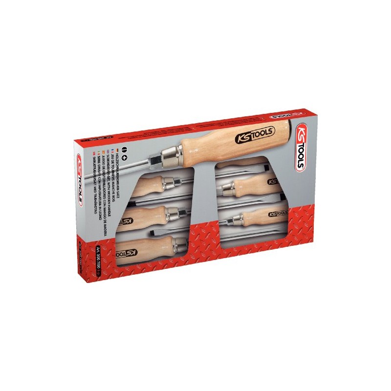 KS Tools 300.1100 ERGOTORQUE WOOD screwdriver set, 6 pcs