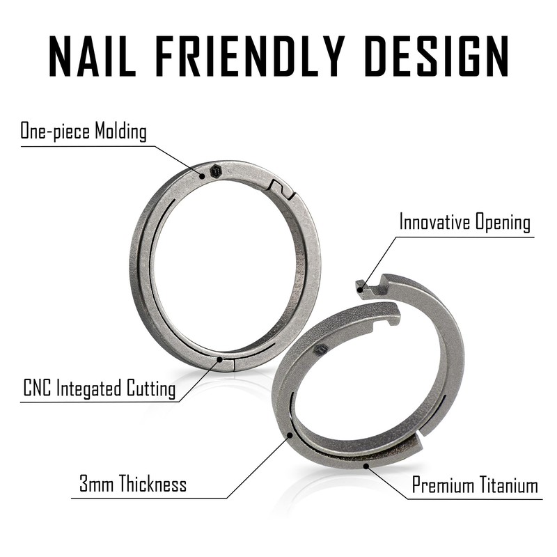KeyUnity Titanium Side Print Keychain Minimalist Split Key Chain Quick