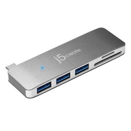 j5create USB-C 5 in 1 Mini Docking Station Multi Hub [3 x USB3.0, SD, TF Card Reader] Ultra Slim Design Aluminum Housing Compatible with MacBook Pro, MacBook Air, M1, M2, Pro, Max, Surface Book,