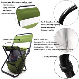 XKMT- Backrest Fishing Chair PVC Water Resistant Portable Folding With Ice Thermos Bag