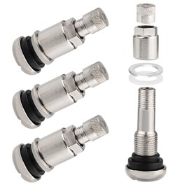 Pack of 4 Universal Metal Valves Rims, Alloy Wheels Copper Through Rims Valves, Tyre Car Metal Valves with Rubber Seal Accessories, Tubeless Metal Tyre Valves for Motorcycle, Tractor, Lawnmower