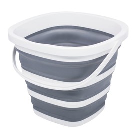 Goderewild Collapsible Bucket Mop Bucket 2.6 Gallon(10L) for House Cleaning, Travel, and More - Lightweight, Foldable, and Portable for Outdoor Adventures(1,Grey-Square)