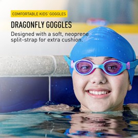 FINIS DragonFly Kids Swim Goggles - Ages 3-8 - UV Protection - Floating Neoprene Strap - Soft Silicone Fit - Watermelon