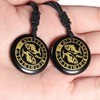Nupuyai 12 Constellations Engraved Round Pendant Necklace, Healing Black Obsidian
