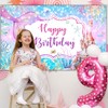 Avezano Mermaid Happy Birthday Banner Purple Mermaid Birthday Party Decorations