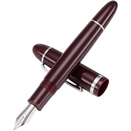 Jinhao X159 - Pluma estilográfica 8 punta extrafina, color rojo vino con clip plateado acrílico de gran tamaño