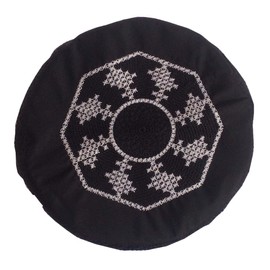 IMAHAM: HANDCRAFTED FLOWER Kufi Men's Unisex Muslim Men Prayer Cap Ramadaan Caps Eid Kufis Handmade Namaz Hat Beanie (as1, Alpha, l, Black, 58 Cm)