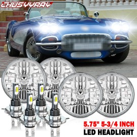 CHUSYYRAY 4pc 5.75 5-3/4 Inch H4 9003 Led Headlight For Chevy Gmc Corvette C1 C2 1963-1982