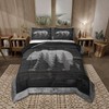 Castle Fairy Lodge Cabin Comforter Set Gray Bear Pine Tree