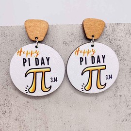 Azusa Sun Funny Math Stud Earrings for Women and Wooden Round Earrings Back to School Teacher Appreciation Jewelry Gifts