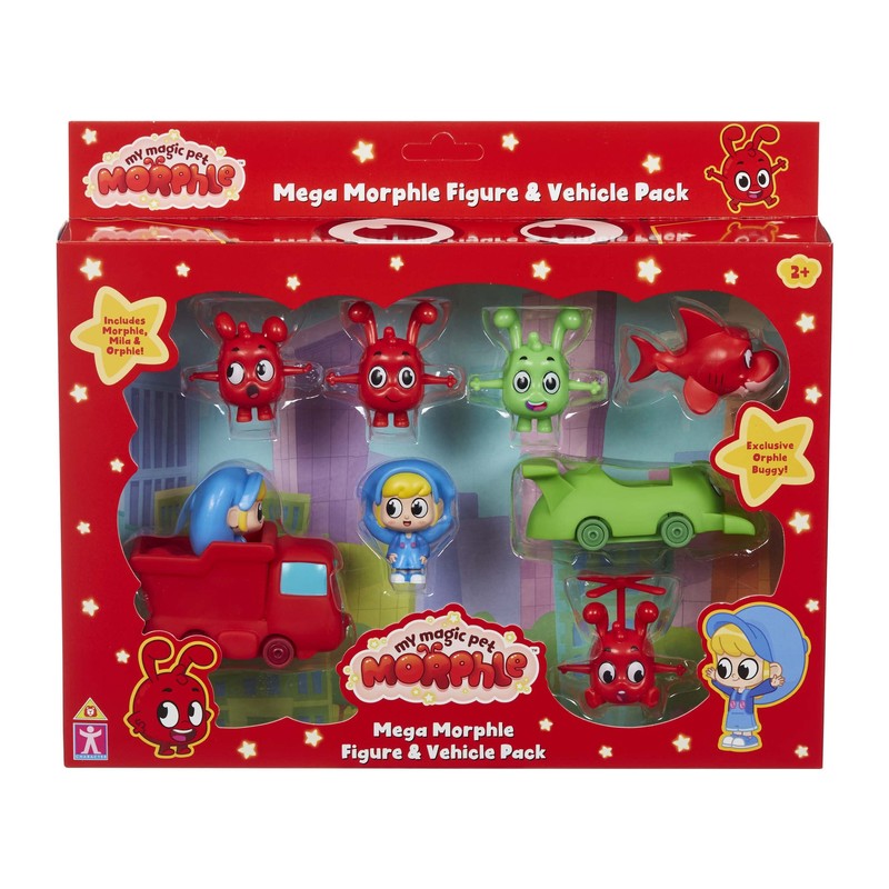 Mega Morphle Figure & Vehicle Pack, preschool scaled figures, push
