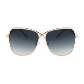 FEISEDY Womens Cute Sunglasses Oversized Butterfly X Shape Design Cateye Lady Sunglasses B2738, Golden Frame & Gradual Grey Lens, 58mm