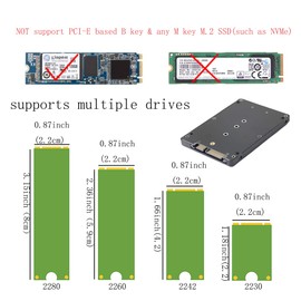 GINTOOYUN M.2 (NGFF) SSD to 2.5" SATA III Adapter - B&M Key NGFF SSD Converter to 2.5" SATA 3.0 Card - Up to 6Gbps - Supports 7mm Enclosure 2230/2242/2260/2280 Hard Drive