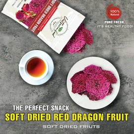 SOFT DRIED RED DRAGON FRUIT 5.29 Oz (150g) VIETFARMFOOD: Convection dried fruit, pure natural sweetness without sugar, soft when chewed. Suitable for snack, topping, healthy desserts for all ages