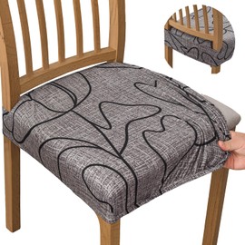 KRFOONN Stretch Dining Chair Seat Covers for Dining Room Chairs Set of 2, Printed Kitchen Chair Covers Removable Washable Chair Seat Slipcovers Chair Seat Slipcovers Protector (Rear-Covered, 04)