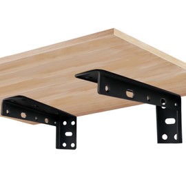 12" Shelf Bracket, Max Load 400 lb Heavy Duty Manganese Steel Right Angle Bracket, Hide Wall Mounted Support L Brackets for Table Bench, Pack of 2
