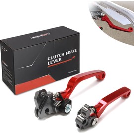 JFG RACING Dirt Bike Foldable Clutch Brake Levers,Clutch Lever Breakaway Levers for CRF150F CRF230F 2003-2017/CRF250F 2019-2024 Red