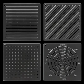 BENECREAT 4Pcs Acrylic Sashiko Stencil, Dots, Lines, Arcs, Slashes Acrylic Embroidery Tool Drawing Line Template for Hand Quilting and Embroidery, 2.5mm Thick