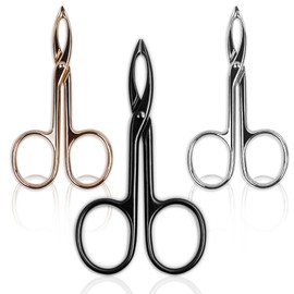 Haikole Tweezers for Women Facial hair 3 Pieces Eyebrow Tweezers,Scissor Tweezers for Remover Facial Hair Eyebrows Care Wig Plucking,Scissor Handle Tweezers Scissors (A-3 Colors 3PCS)