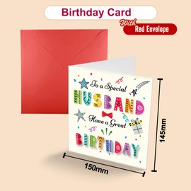 Papa Prints Husband Birthday Card from Wife Happy Birthday Card Husband (145 x 150 mm) Birthday Greeting Cards with Envelope Happy Birthday Cards for Husband