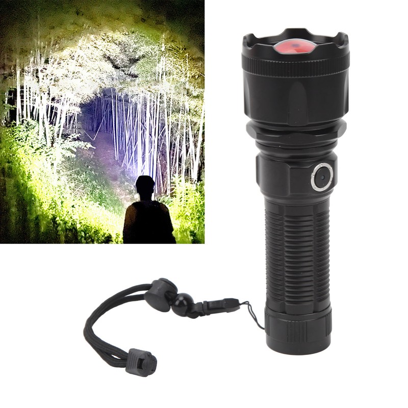Telescopic Focus Flashlight XHP160 LED Super Bright Flashlight for Camping