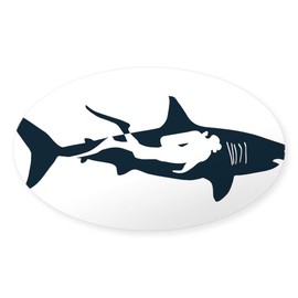CafePress Shark Scuba Diver Hai Tauchen Taucher Divi Sticker Oval Car Bumper Sticker