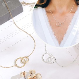 HOPE LOVE SHINE Sympathy Gift for Loss of Dog, Puppy - Remembrance, Bereavement, Memorial Necklace, Jewelry 16+2", 14k Gold Plated Sterling Silver, 2 Interlocking Rings