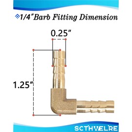 SCTIHWELIRE Brass Hose Barb,90-deg L Right Angle Elbow Hose Barb Fitting 1/4" Barb Splicer Mender with Stainless Steel Pipe Clamps，Air hose repair kit for Pipe line Fuel Air Oil (1/4 3Pcs)