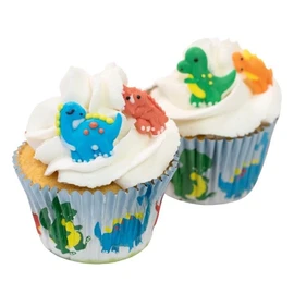 Baked with Love Dinosaur Cupcake Decorations, Bright and Colourful Handmade Edible Sugar Pipings For Cakes - Pack of 12 (0650132)