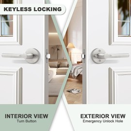 knobelite Privacy Door Handles Interior Keyless Door Lever,Left & Right Hand use Door Lock for Bath and Bed,Modern Satin Nickel Stainless Steel Privacy Door Lock,5Pack