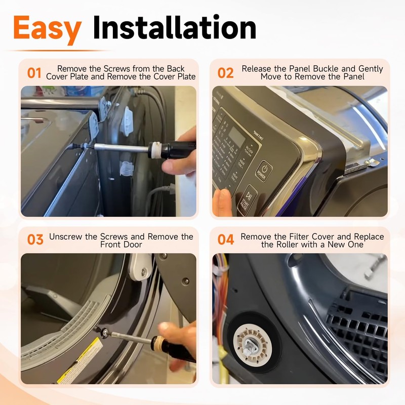 LEYURISE 4Pcs Dryer Roller Kit Compatible with GE Front Load