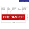 Fire Damper Sign, Fire Safety Sign, (SI-5816) 3x12 Inches, Rust