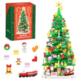 Wowok Christmas Building Blocks Toy - Christmas Tree Building Set, 1102 Pieces Mini Building Blocks for Kids Adult, for Teens Girls Boys Christmas Party Home Decoration