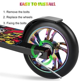 DBREAKS Stunt Scooter Replacement Wheel 120 mm Pack of 2 with ABEC 9 Ball Bearings, Hardness 88A Suitable for Scooters of All Types (Black Multicolour)