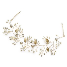JewelVOX Hair Accessories, Women's, Hair Comb, Headdress, Gold, Pearl-style, Beads, Adult (【B】Gold)