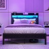 VERFARM Full Bed Frame with LED Lights Storage Upholstered Headboard