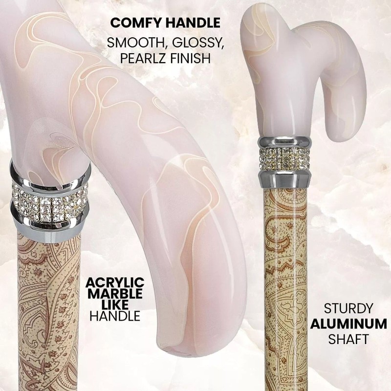 Royal RC Canes Creme Pearlz Designer Adjustable Cane