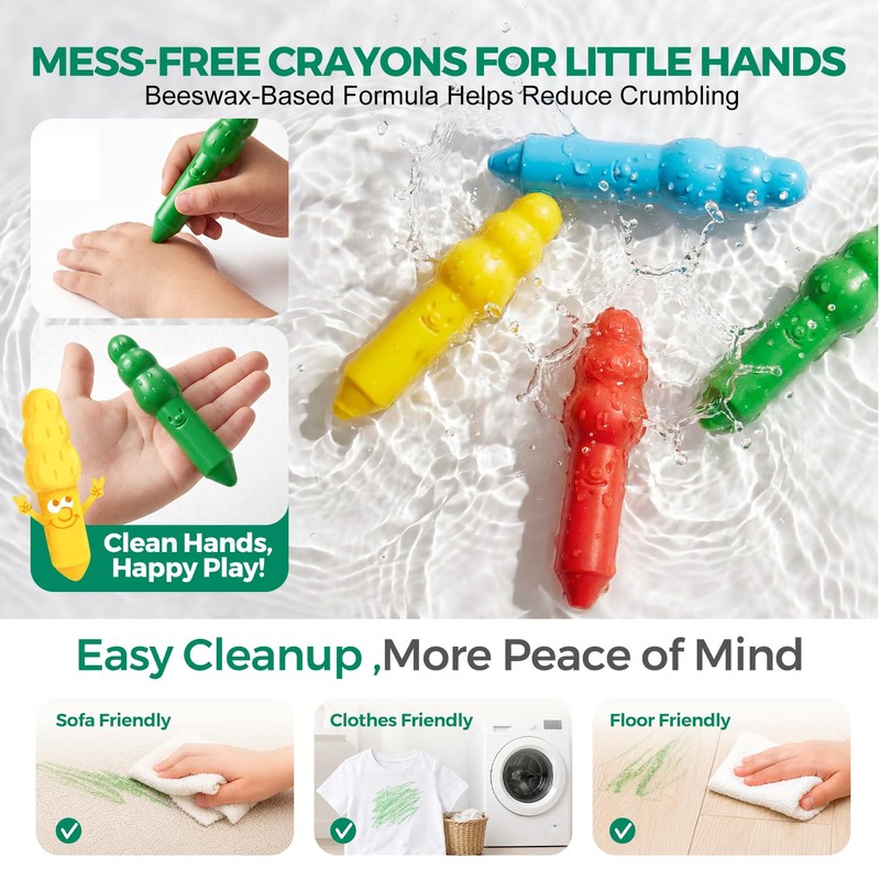 Jar Melo Jumbo Crayons for Toddlers 1-3, 16 Colors Non