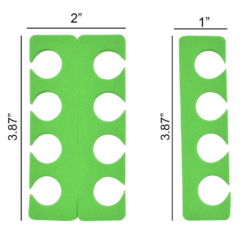 PrettyClaw Toe Separators 100 Pairs (200 Pieces) (Green)