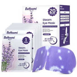 BeHoomi 20Packs Steam Eye Mask, Heated Eye Mask Warm Compress for Eyes, Disposable Self Heating Steam Mask for Sleep, Spa, Travel Essentials, Relaxation Gifts for Women, Mothers Day Gifts (Lavender)