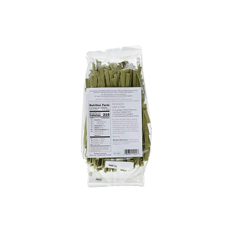 Pasta Deliziosa! Handcrafted Pasta, Spinach Fettuccine, 12 Ounce