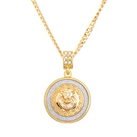metaltree98 Lion Head Pendant Men's 20" Cuban Chain Gold Plated Iced Necklace CP 2048 (Gold Tone)