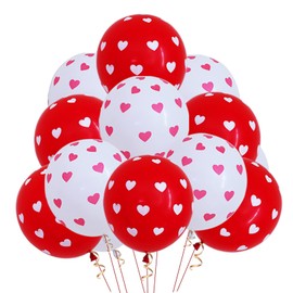AVMBC Heart Balloons Red and White Latex Balloons Heart Shape Balloons for Valentines Day Propose Marriage Wedding Party Decorations 30 Pcs